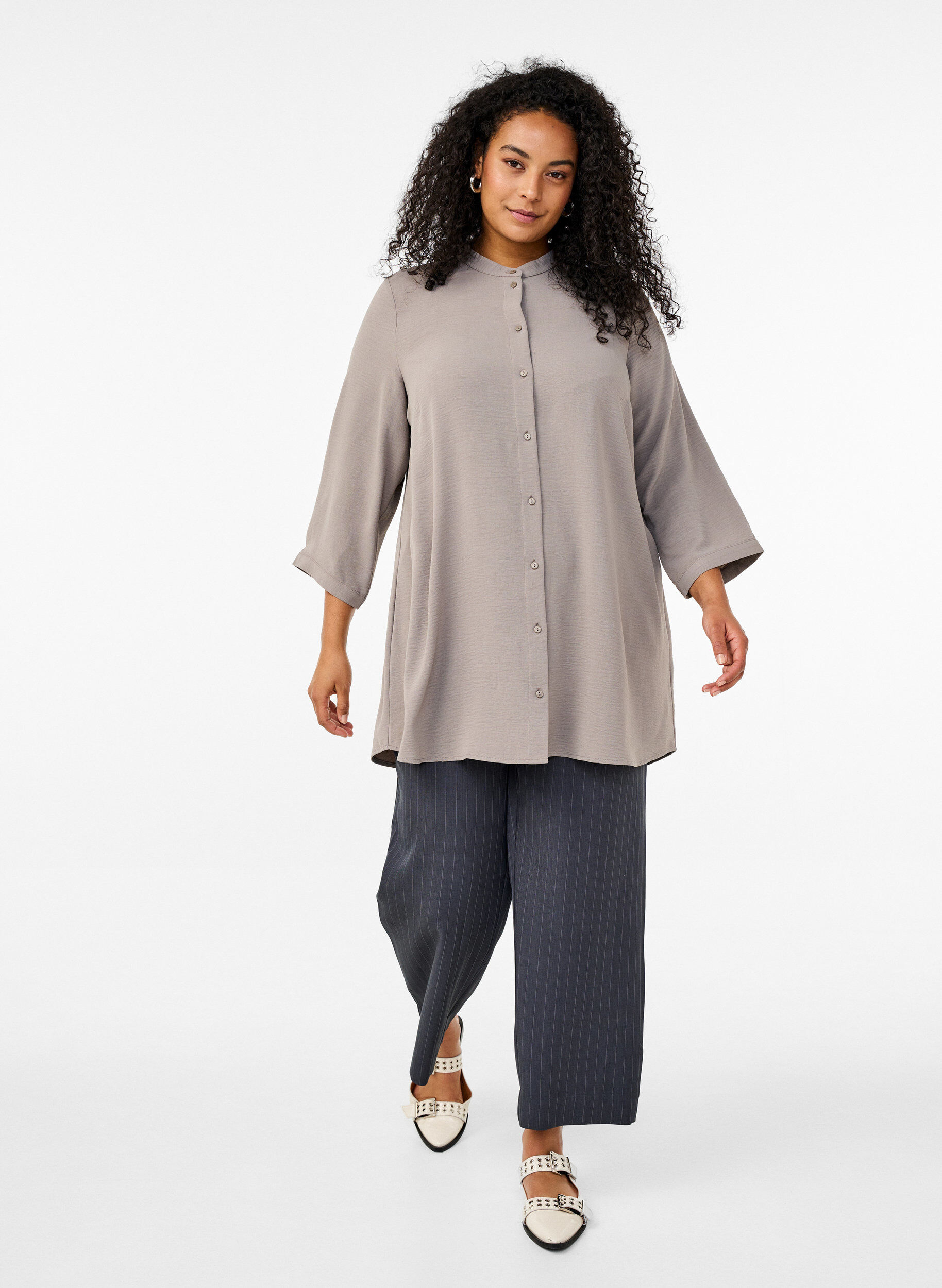 ZizzifashionTunic with 3/4 sleeves, Beige, Model image number 1