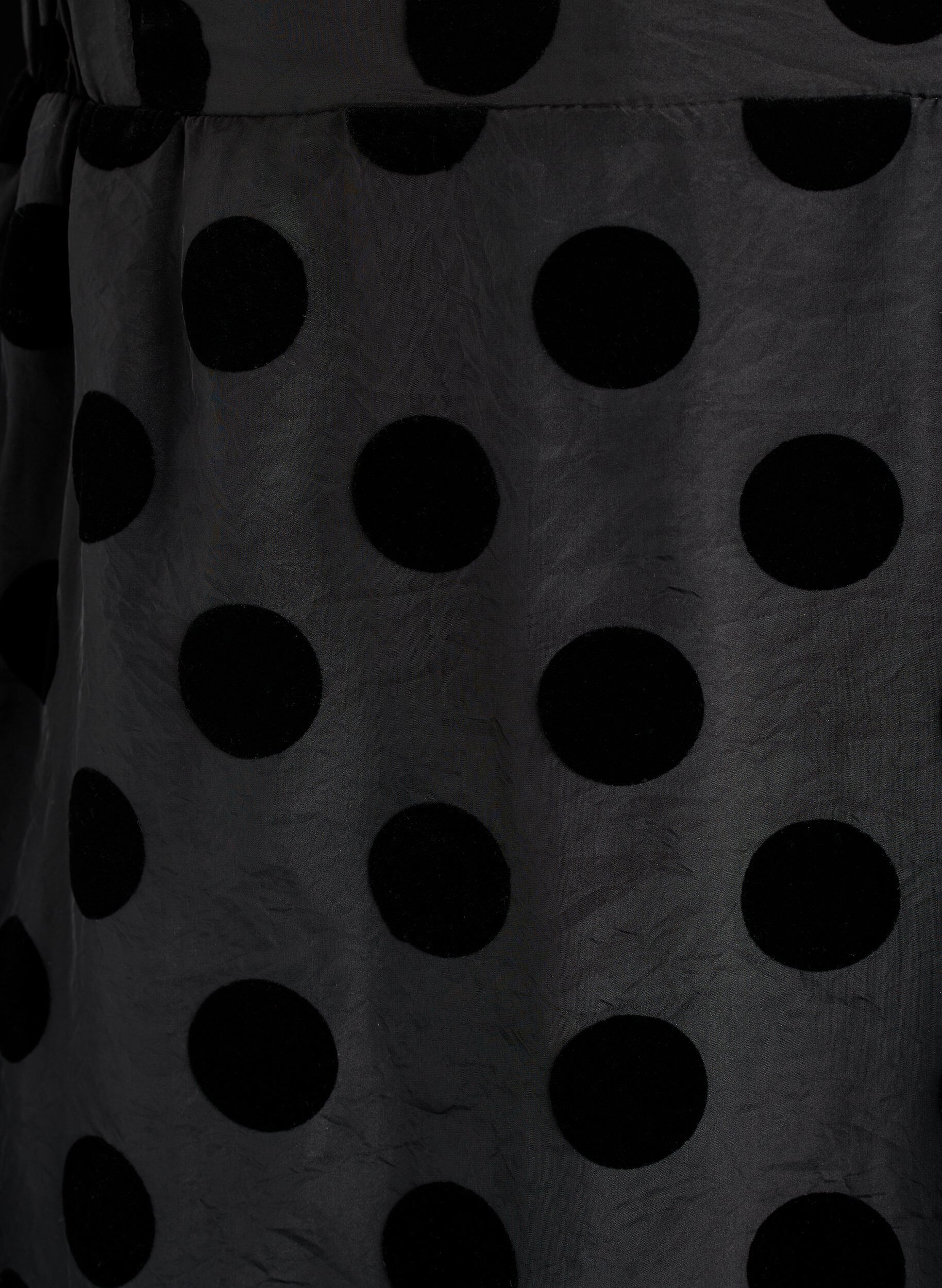 Zizzifashion Midi skirt in organza-look with velvet dots, Black, Packshot image number 2