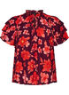 Floral viscose blouse with ruffle sleeves, Purple, Packshot image number 0