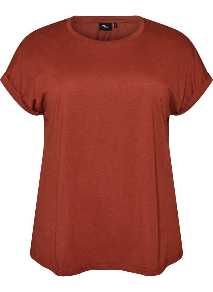 Short-sleeved cotton blend T-shirt, Red, Packshot image number 0