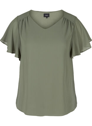 Short-sleeved blouse, Agave Green, Packshot image number 0