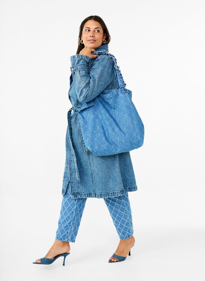 Denim shopping bag, Light Blue Denim, Model image number 0
