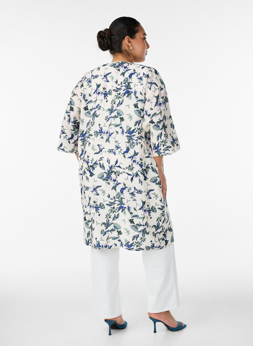 Viscose kimono with 3/4 sleeves, Blue, Model image number 2