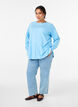 Knit blouse with round neck and knitted pattern, Light Blue, Model image number 1