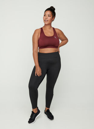 Cropped sports leggings with print, Black, Model image number 1