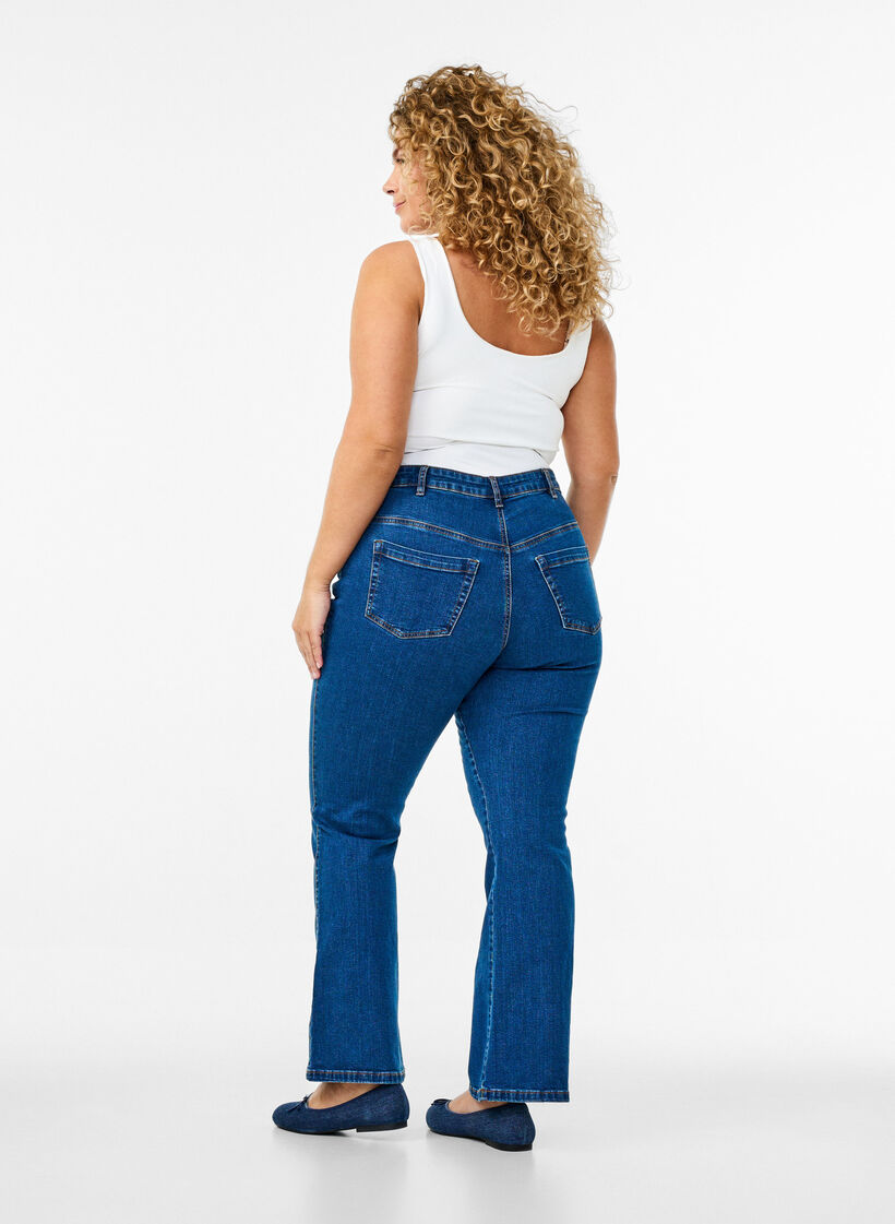 Ellen bootcut jeans with high waist, Blue, Model image number 1