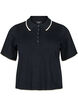 Fine-knit polo shirt with contrast trim, Black, Packshot image number 0