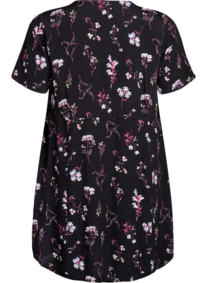 Short dress with floral print, Black, Packshot image number 1