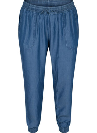 Loose trousers in lyocell, Medium Blue Denim, Packshot image number 0