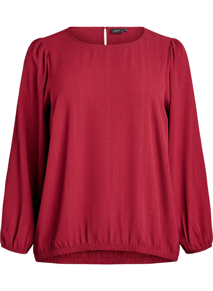 Blouse with glitter, Dark Bordeaux, Packshot image number 0