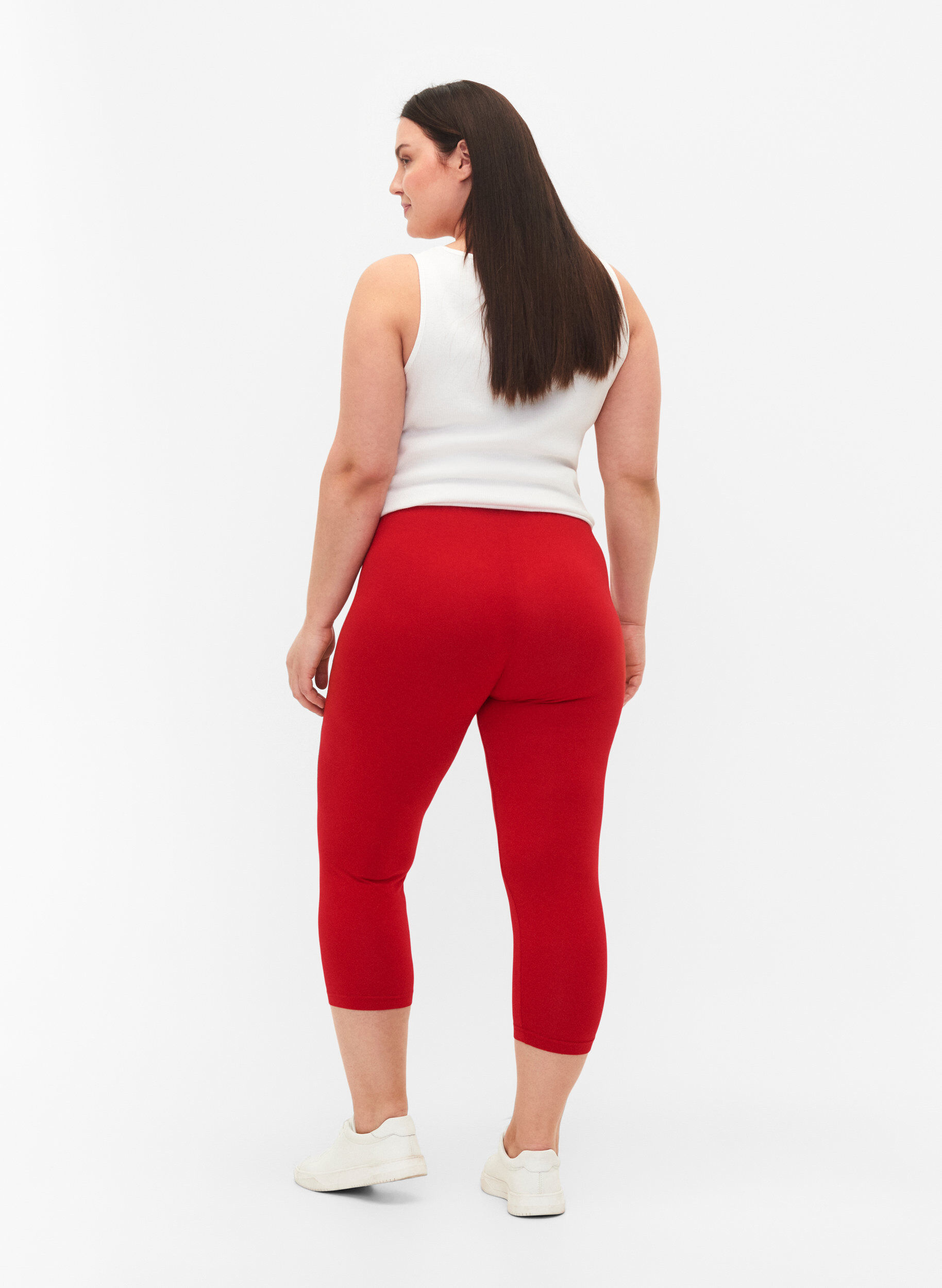ZizzifashionBasic 3/4-length viscose leggings, Red, Model image number 2