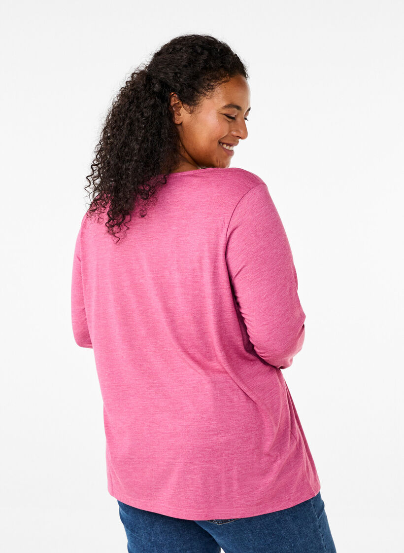 Long-sleeved T-shirt with round neck, Malaga Mel., Model image number 1