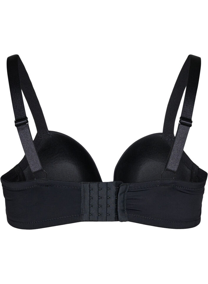 Moulded bra with cross detail, Black, Packshot image number 1