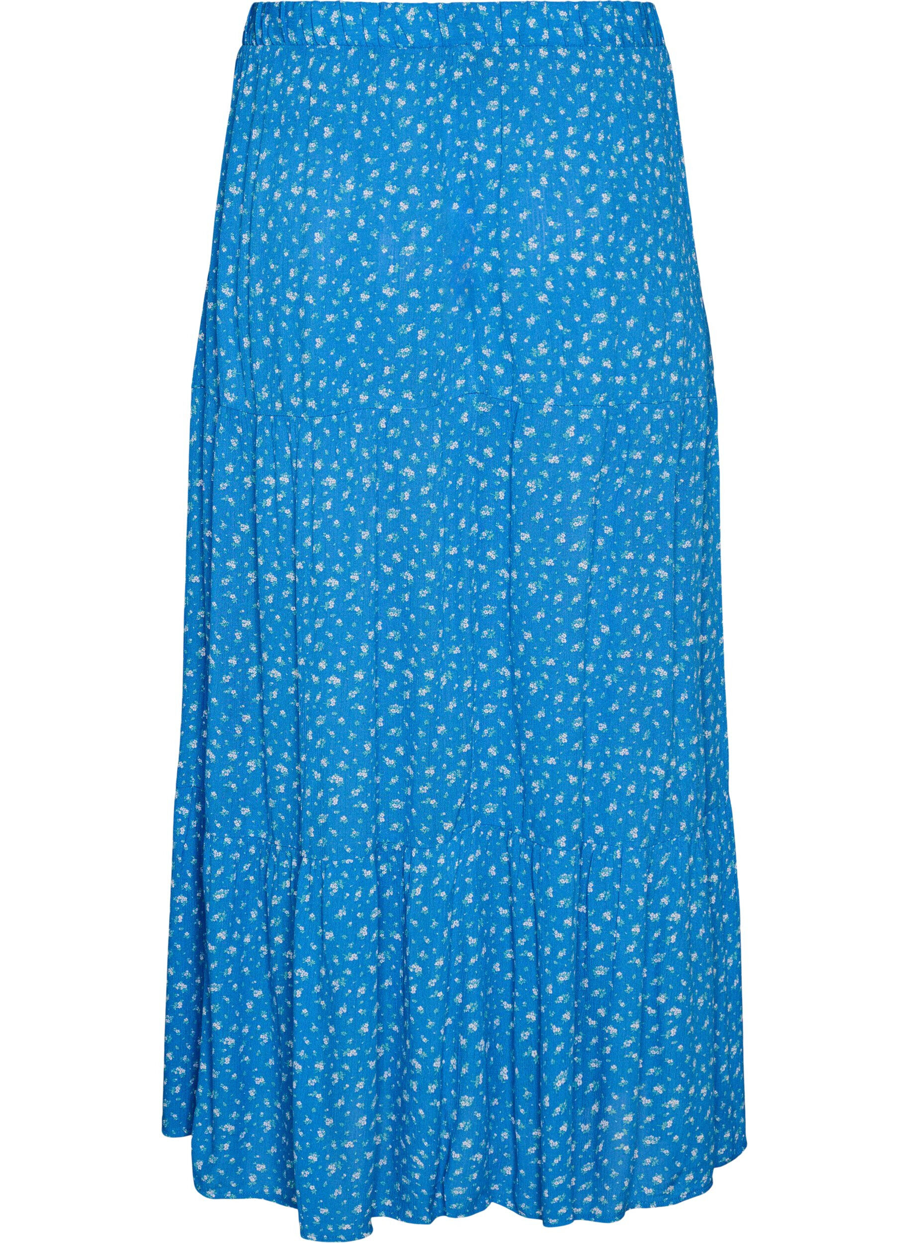 Zizzifashion Long skirt with elasticated waist, Blue, Packshot image number 1