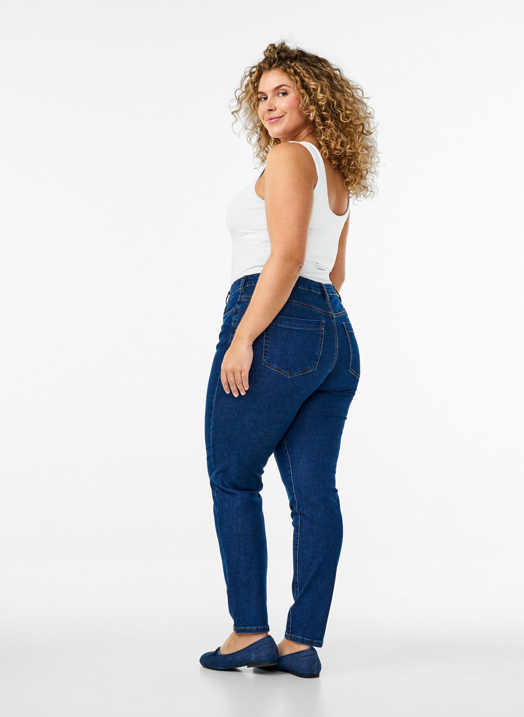 Zizzifashion Slim fit Emily jeans with regular waist, Blue, Model image number 1
