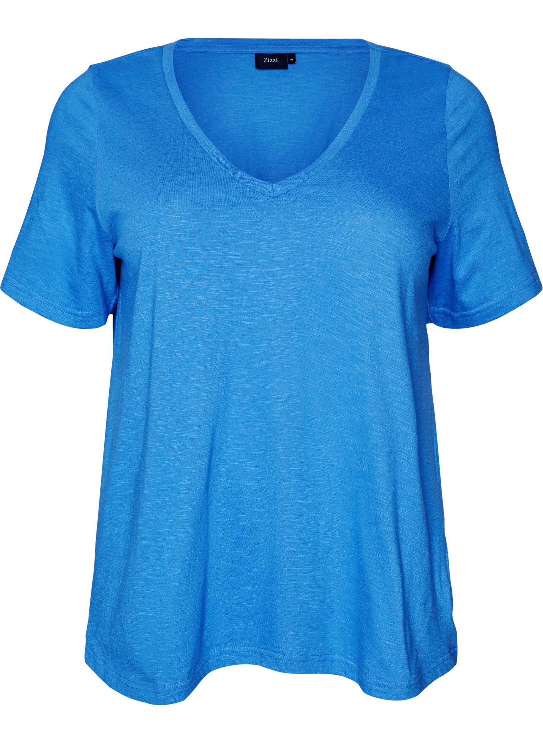 Zizzifashion Short-sleeved basic t-shirt with v-neck, Blue, Packshot image number 0