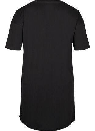 T-shirt dress in cotton with print details, Black w. Gold, Packshot image number 1