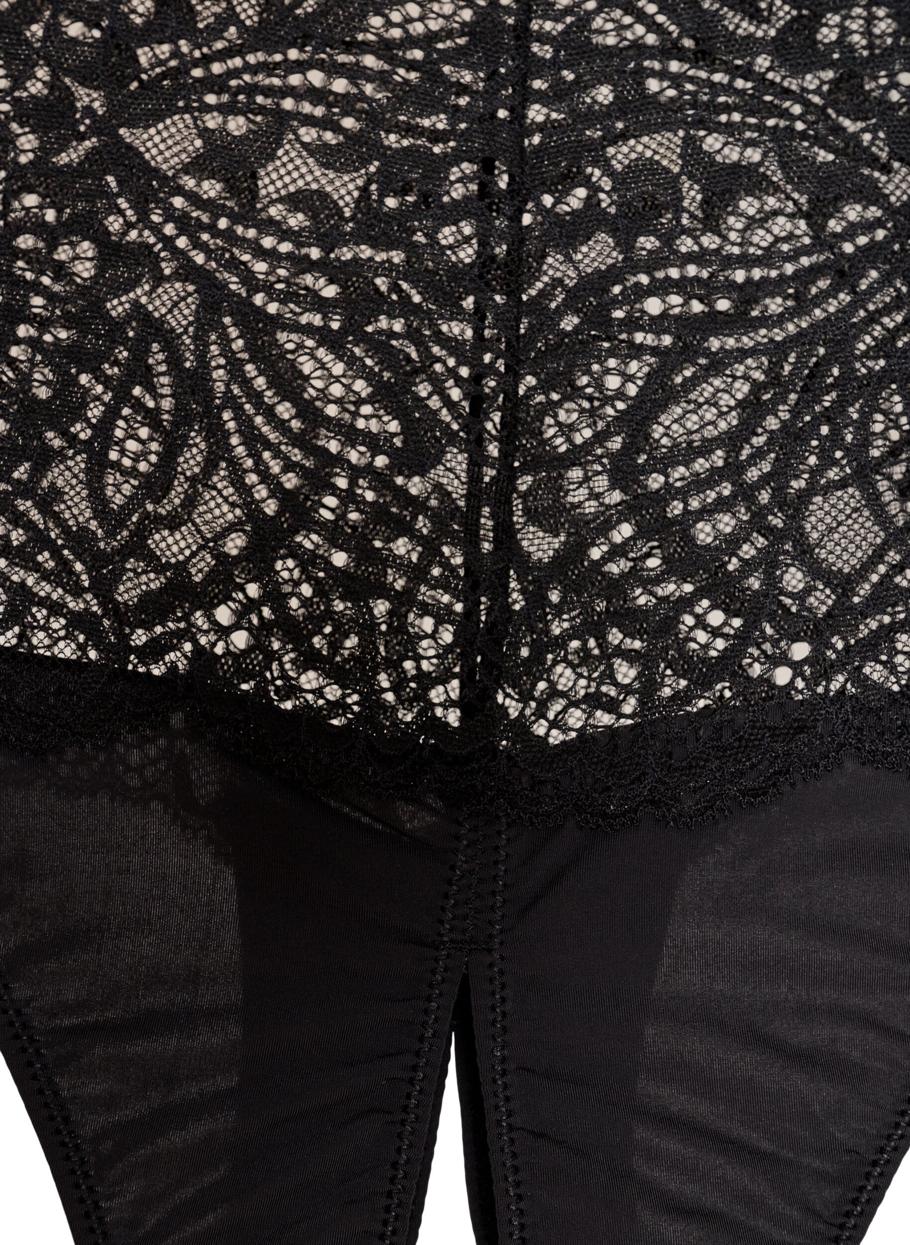 ZizzifashionCrotchless hipster thong with lace and high waist, Black, Packshot image number 2