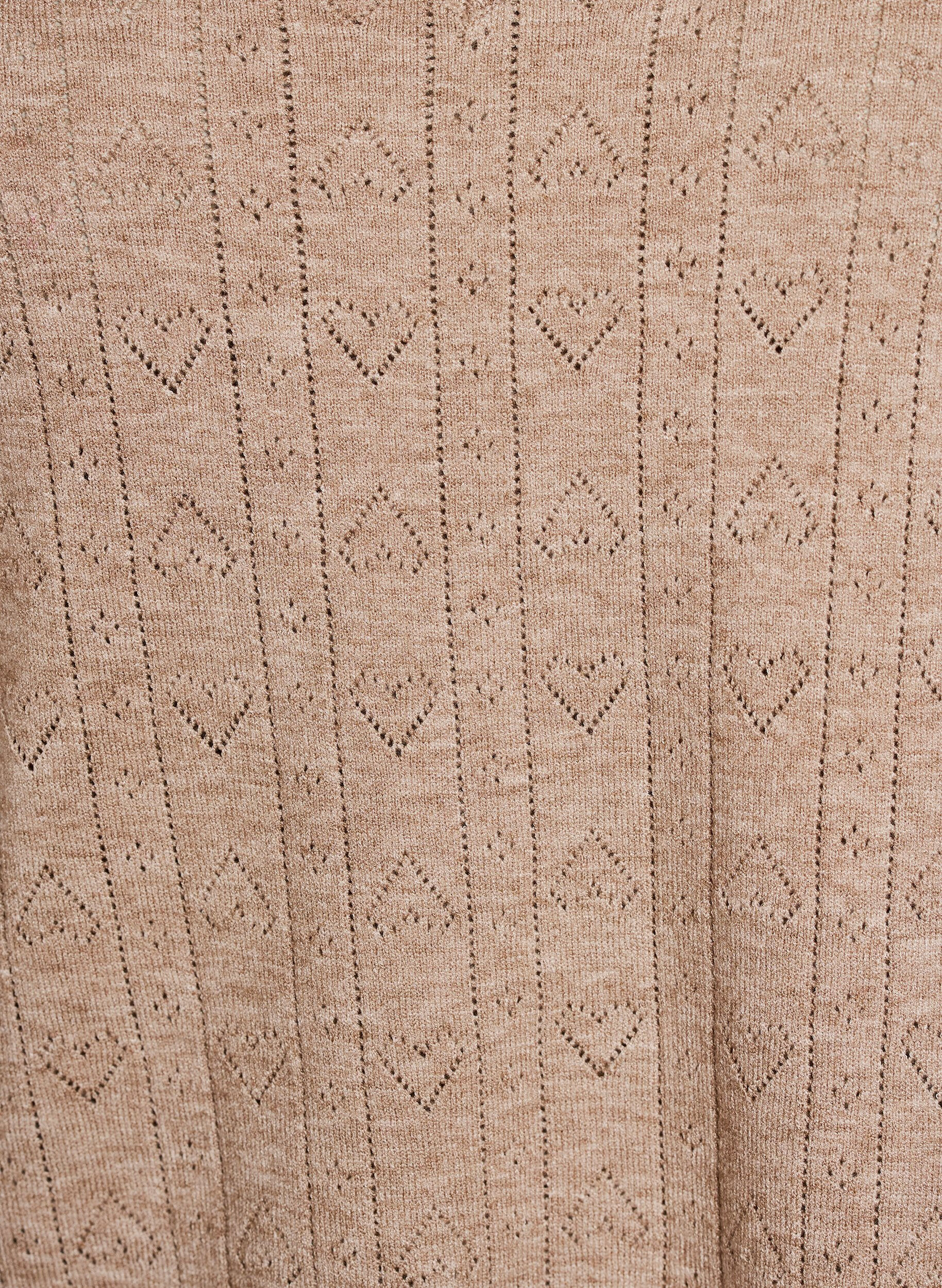 ZizzifashionShort-sleeved knit blouse with a pointelle pattern, Beige, Packshot image number 2