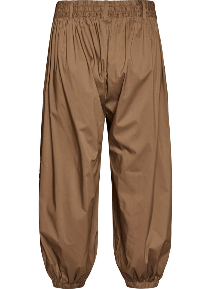 High-waisted balloon trousers with an elasticated waistband, Brown, Packshot image number 1