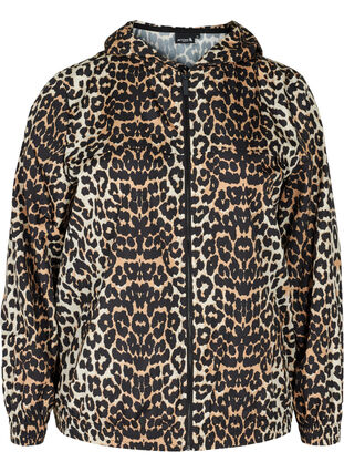 Leopard print sports jacket with a hood, Leopard Print, Packshot image number 0