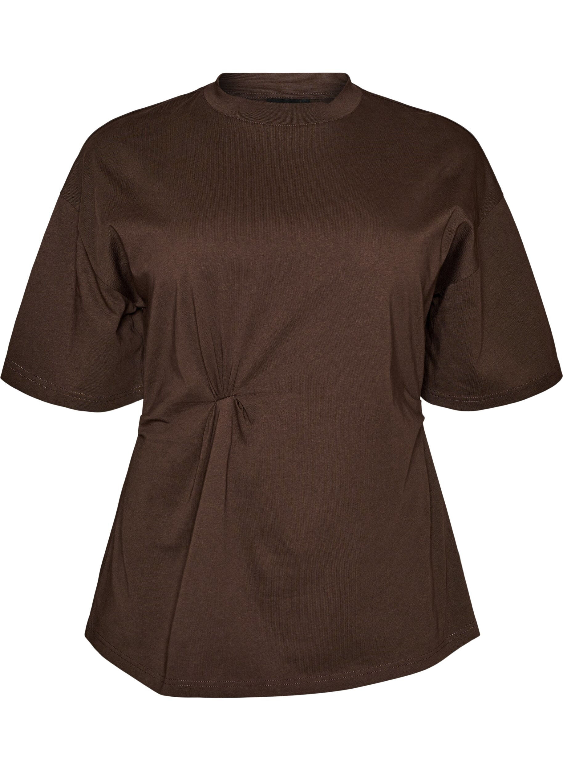 ZizzifashionT-shirt with draped detail, Brown, Packshot image number 0