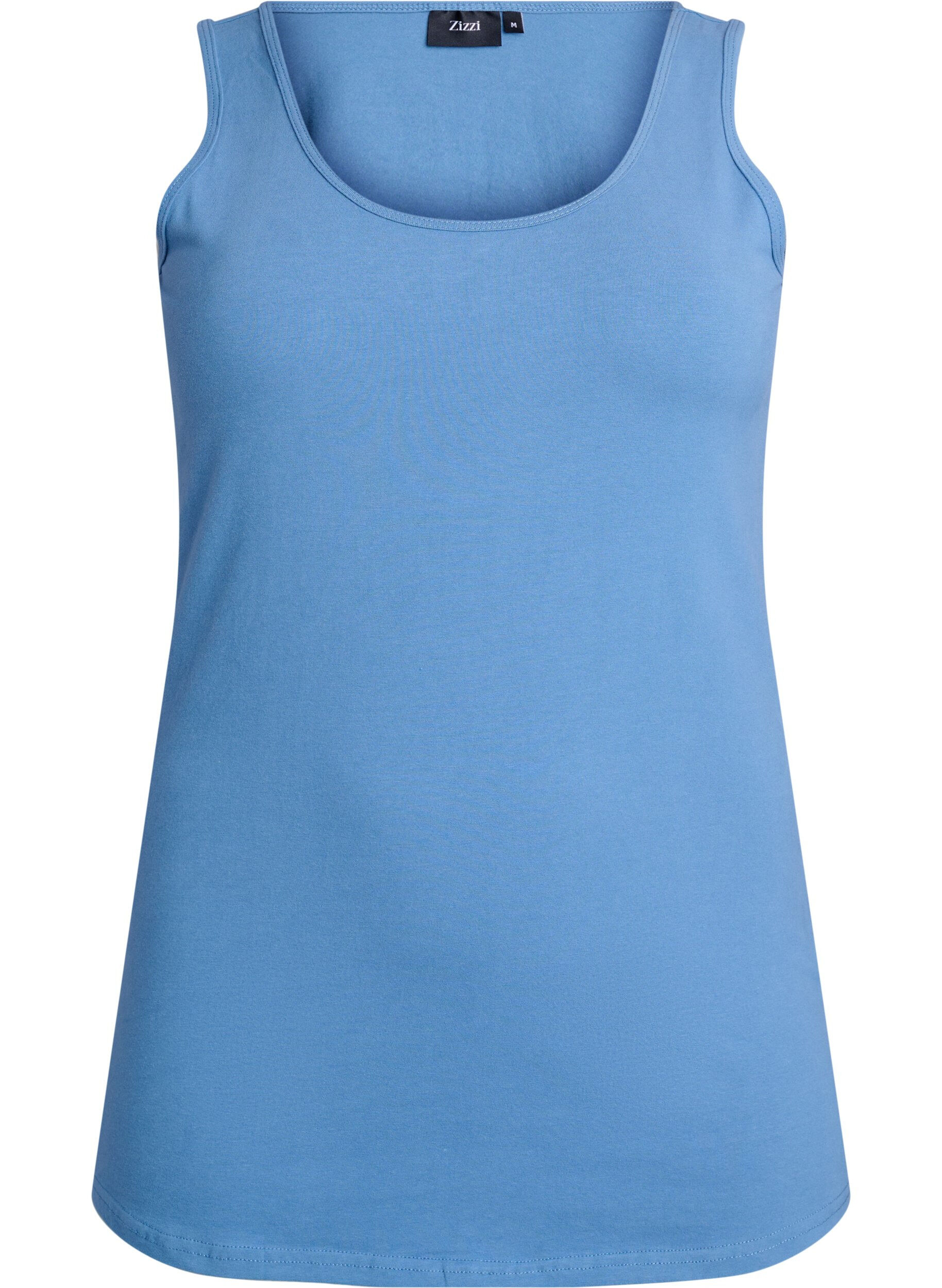 Zizzifashion Solid color basic top in cotton, Blue, Packshot image number 0