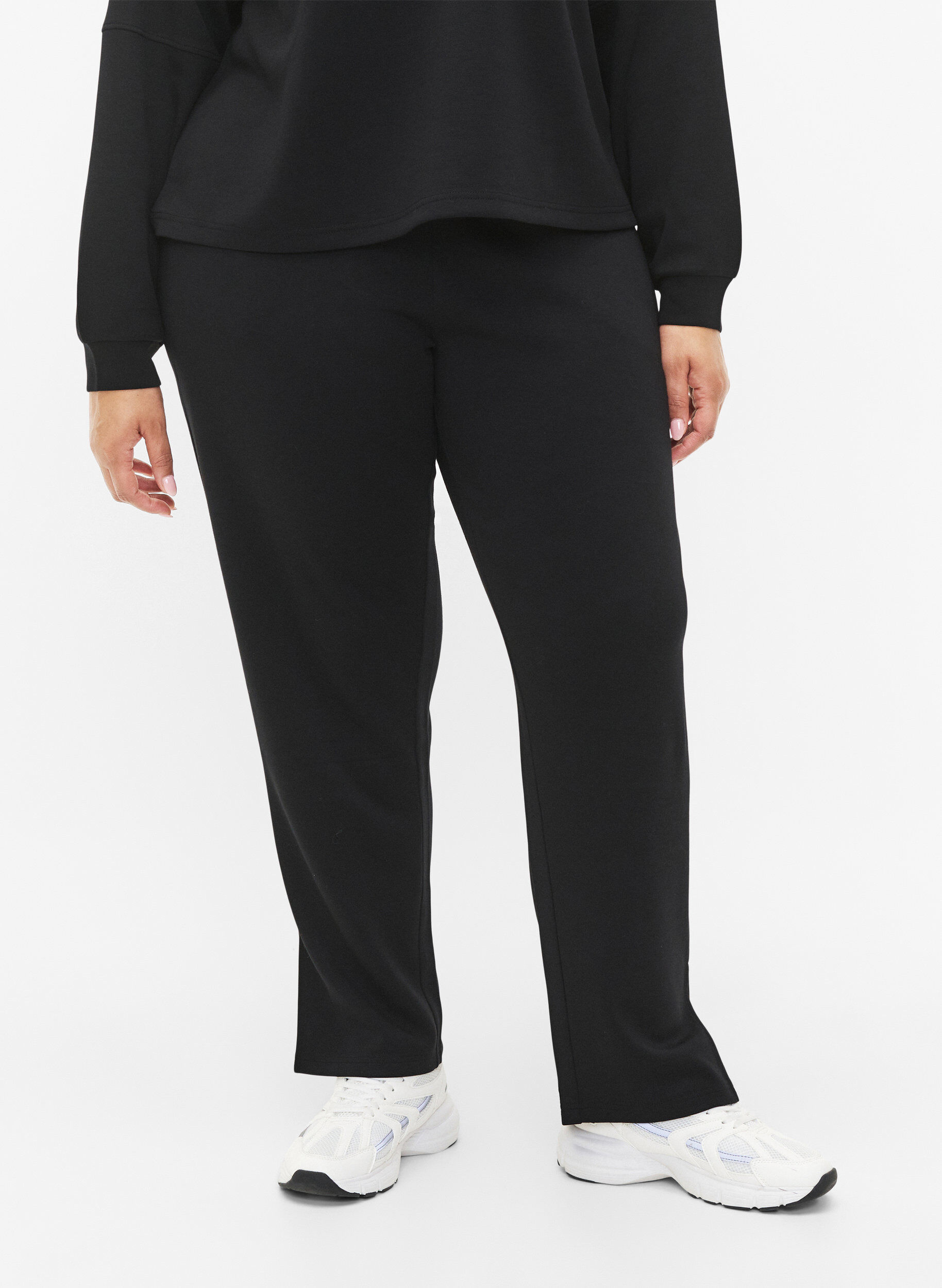 Zizzifashion Trousers in modal mix with slit, Black, Model image number 2