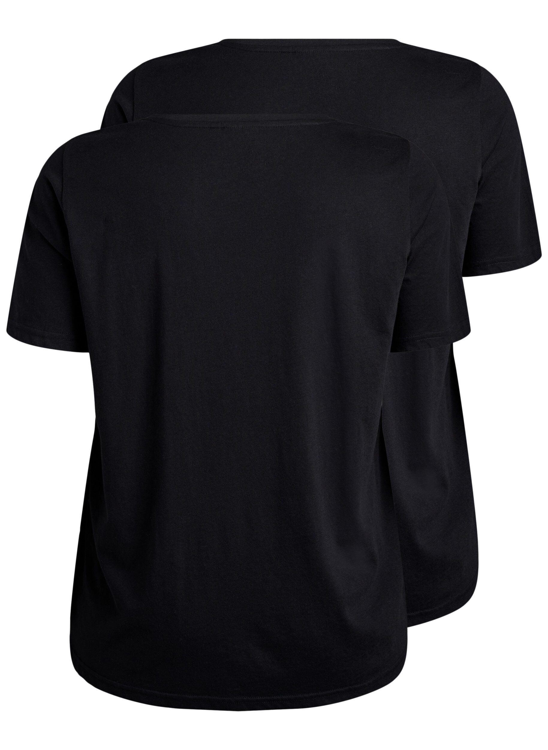 Zizzifashion 2-pack t-shirts with v-neck, Black, Packshot image number 1
