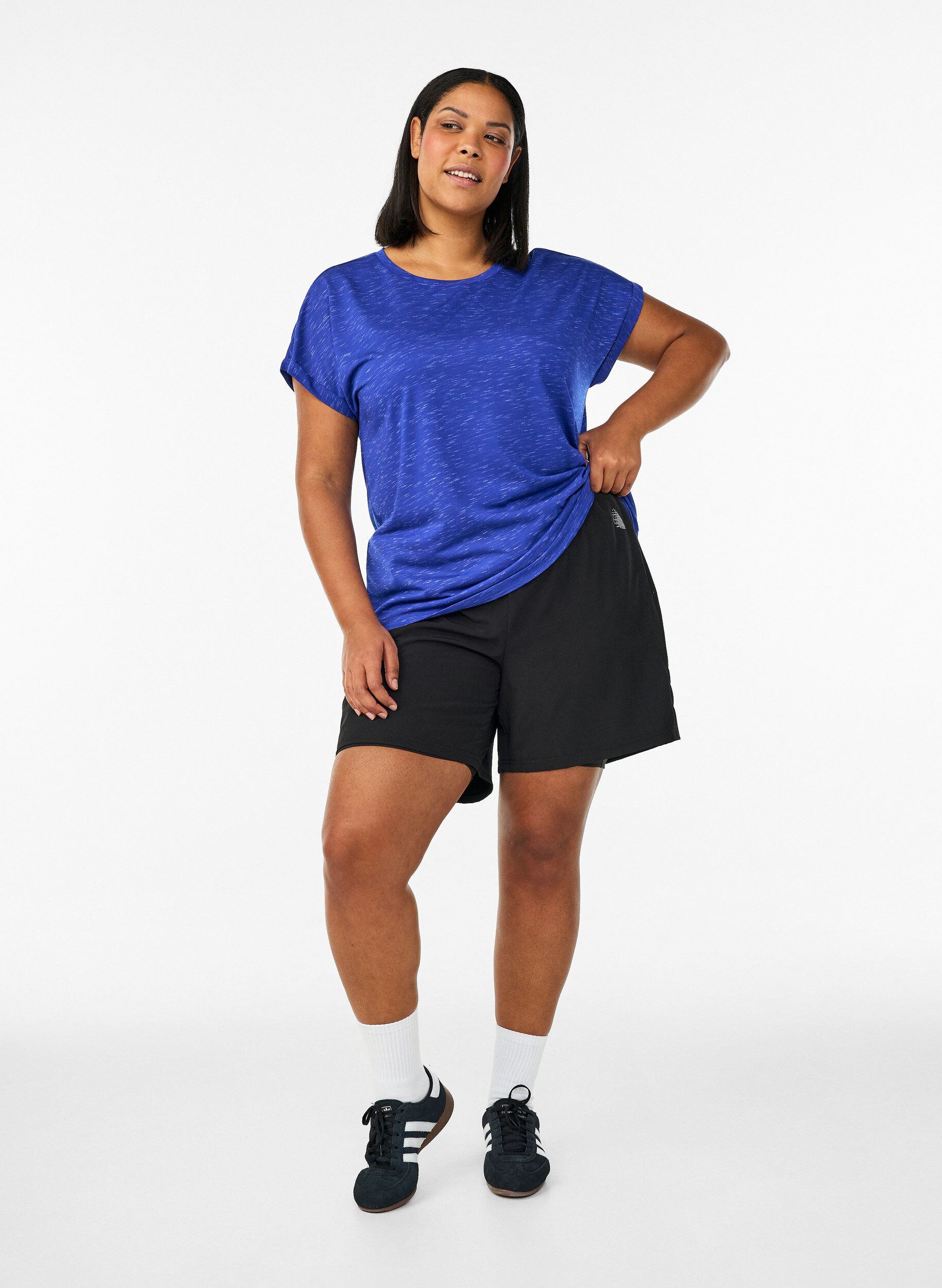 Zizzifashion Loose workout t-shirt with short sleeves, Purple, Model image number 1