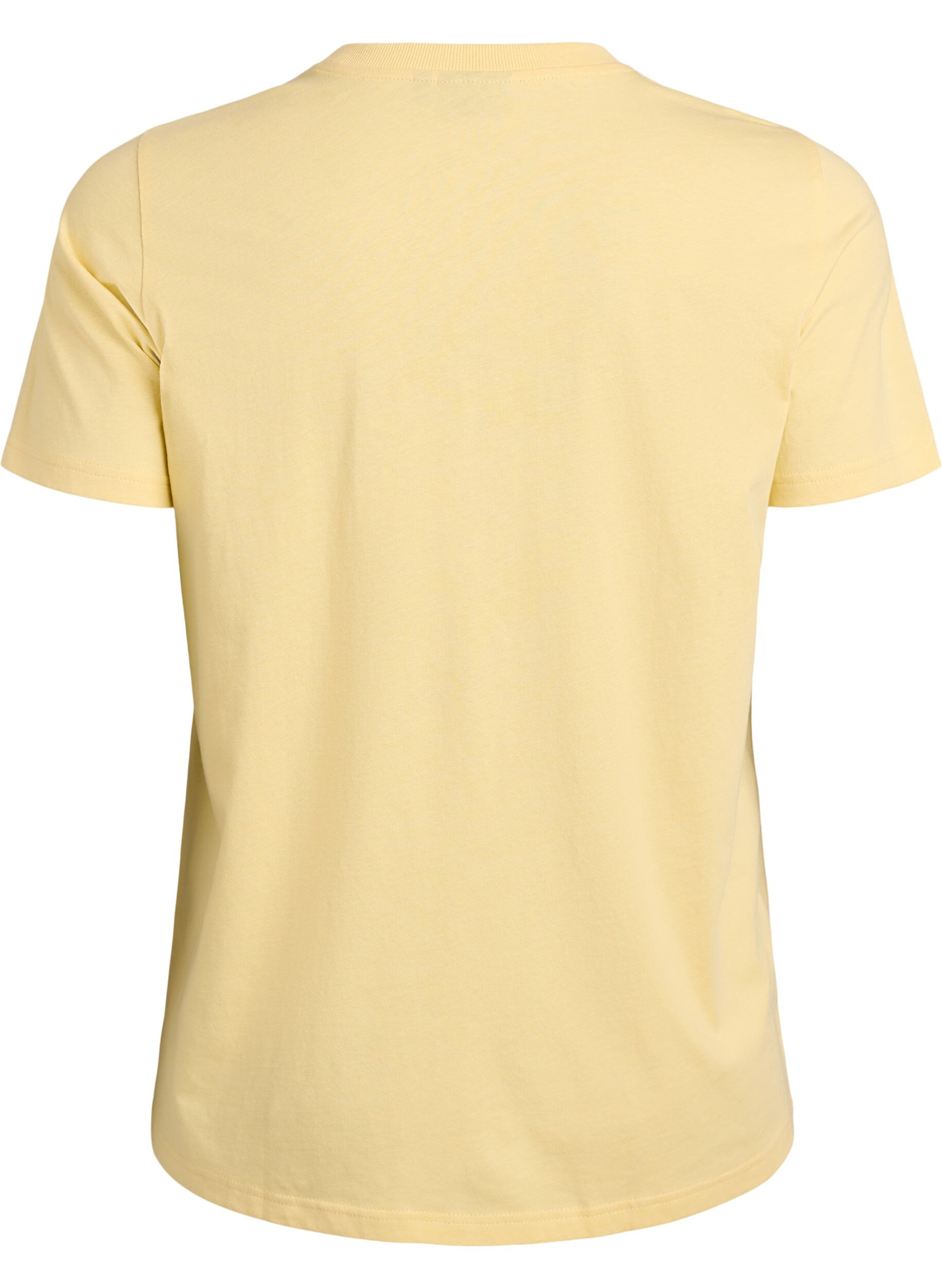 ZizzifashionBasic cotton T-shirt with round neck, Yellow, Packshot image number 1