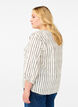 3/4 sleeve cotton blouse with stripes, Eggnog Black Stripe, Model image number 1