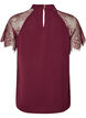 Blouse with short lace sleeves and high neck, Red, Packshot image number 1