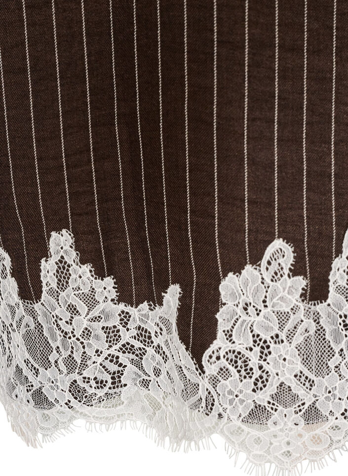Pinstripe shirt with lace trim, Brown, Packshot image number 3