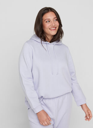 Sweatshirt with hood, Purple Heather, Model image number 0