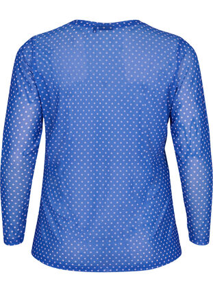 Printed mesh blouse, Classic Blue Dot, Packshot image number 1