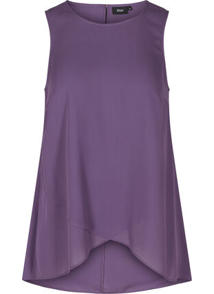 Sleeveless top in an A-line and round neckline, Loganberry, Packshot image number 0