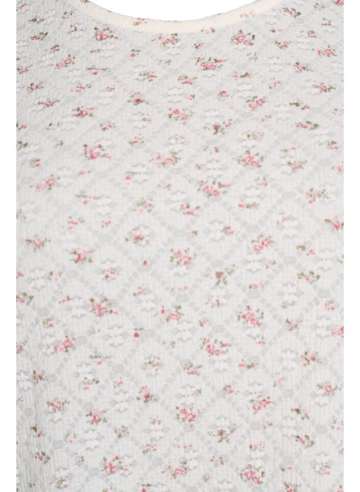 Short-sleeved jersey blouse with floral print, White, Packshot image number 2
