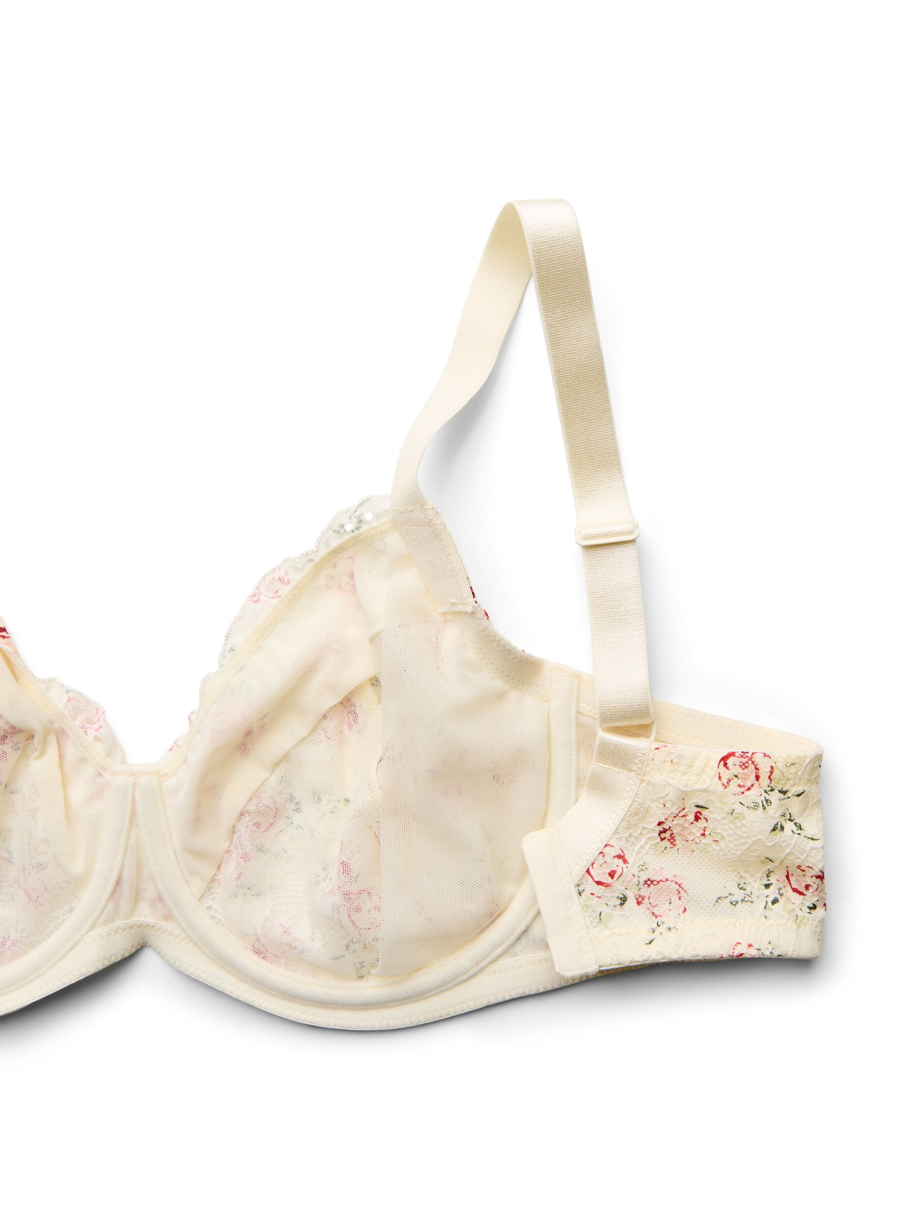 Zizzifashion Full coverage bra with floral lace, White, Packshot image number 3