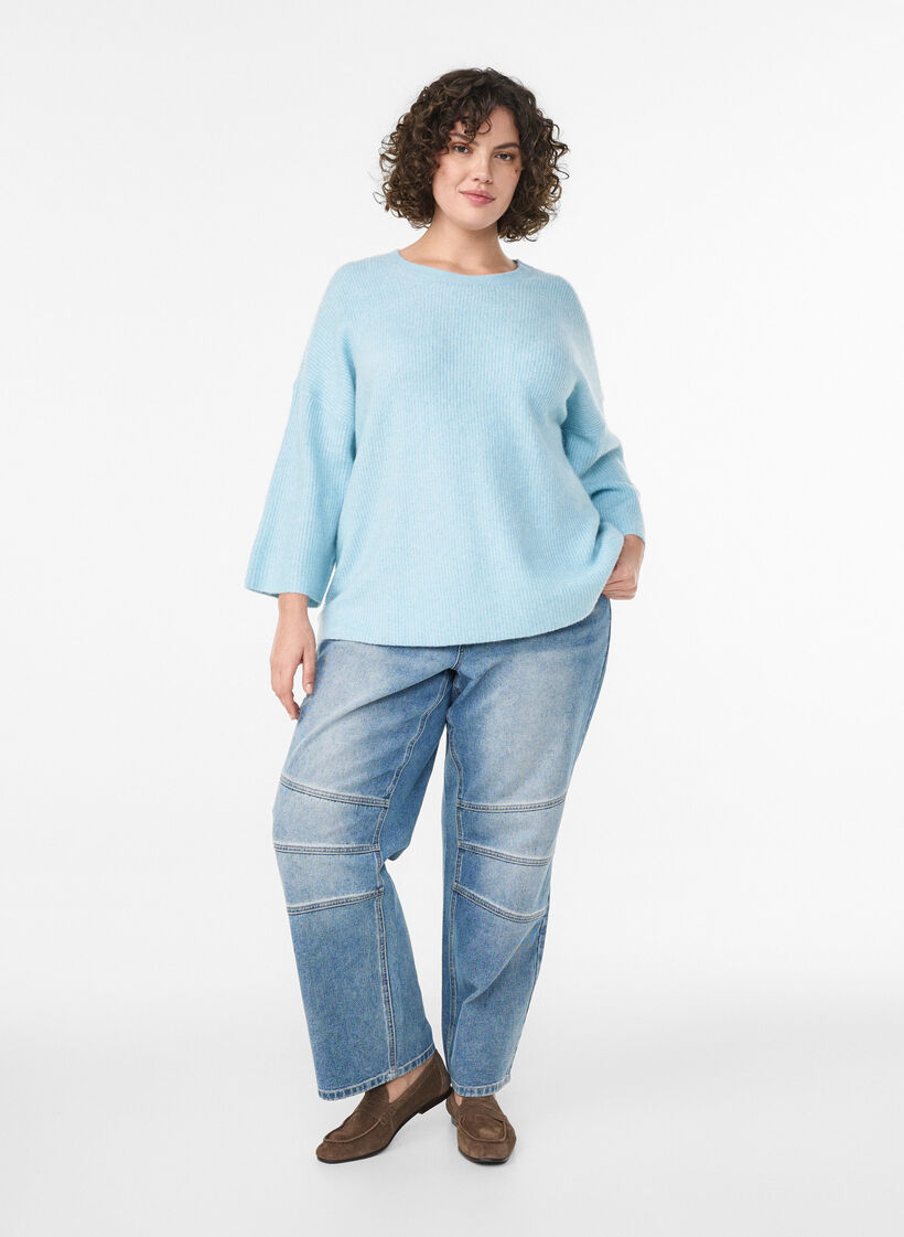 Loose knit with 3/4-sleeves, Light Blue, Model image number 1