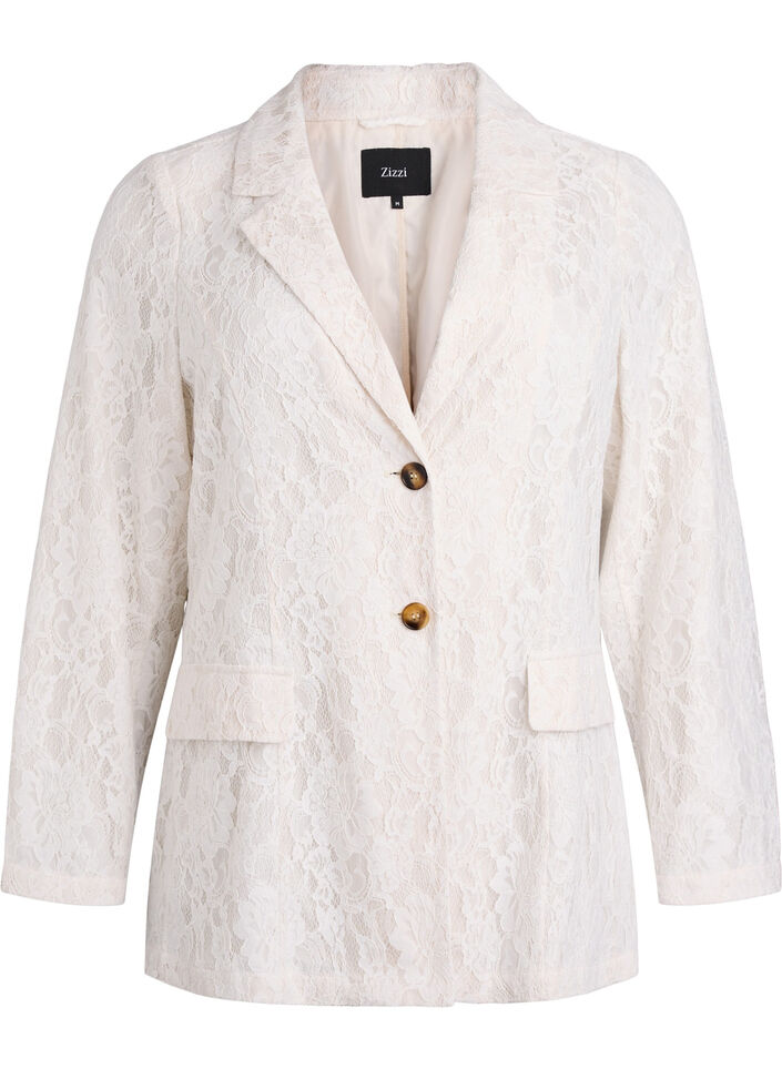 Lace blazer with button closure, Vanilla, Packshot