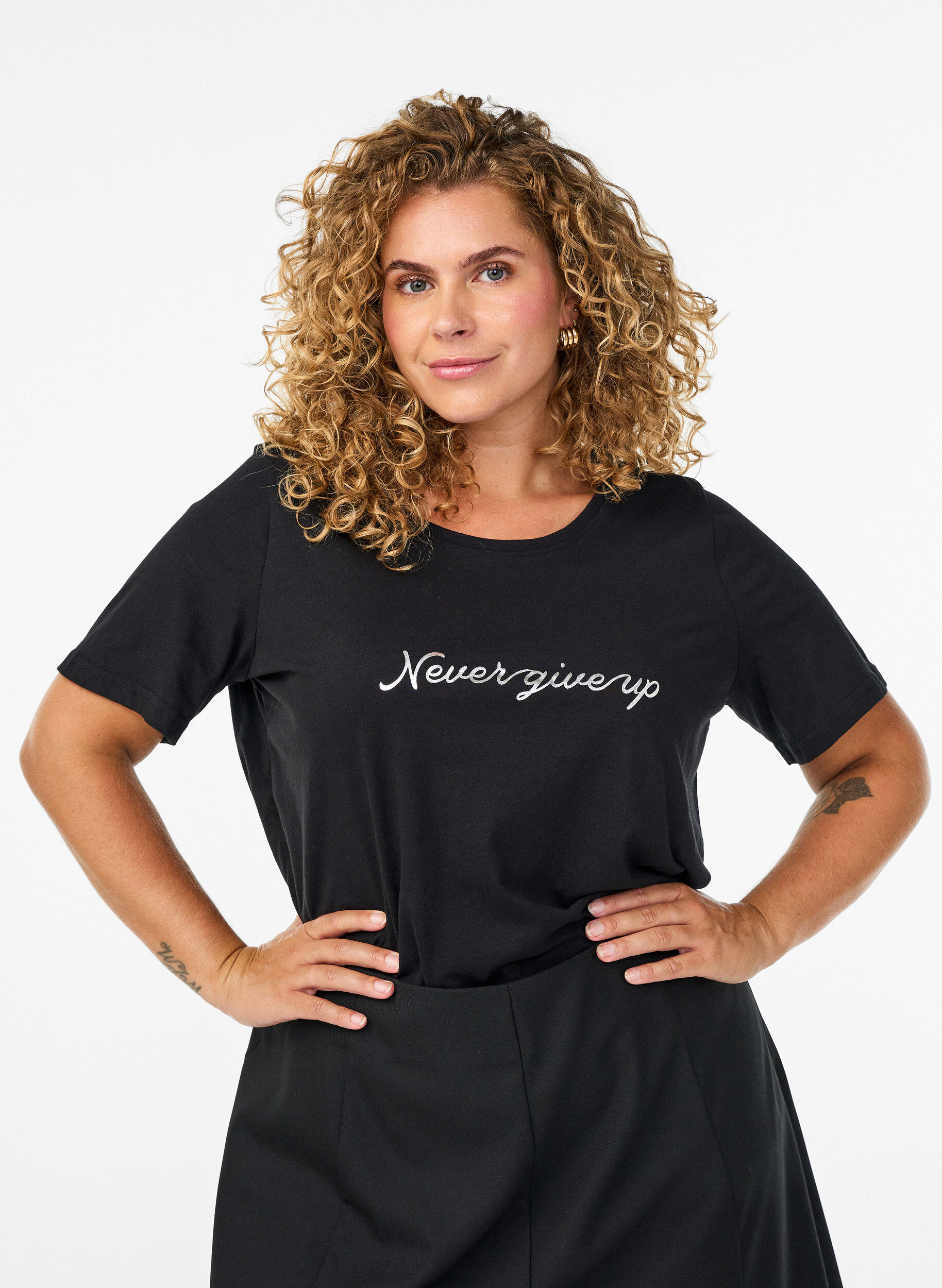 Zizzifashion T-shirt with motif, Black, Model image number 0