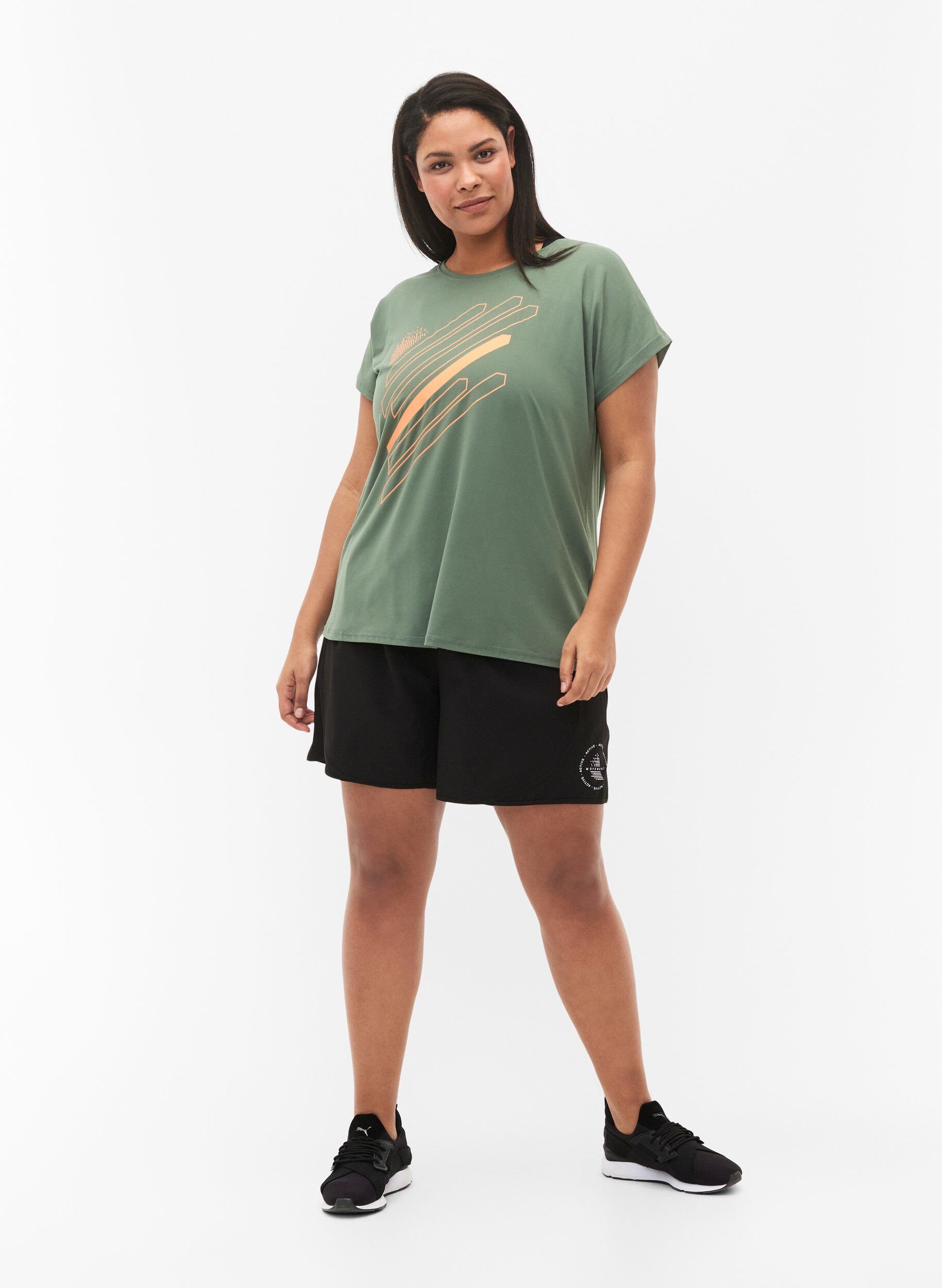 Zizzifashion Short sleeve workout t-shirt with print, Laurel W. w. Print, Model image number 2