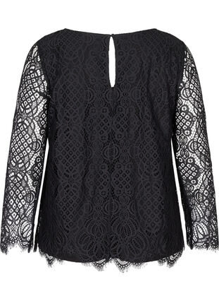 Long-sleeved lace blouse, Black, Packshot image number 1