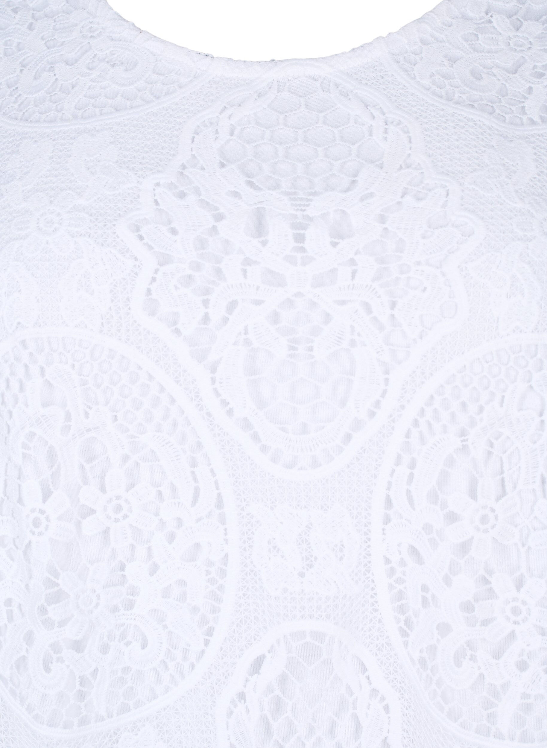 Zizzifashion Short-sleeved lace party dress, Bright White, Packshot image number 2