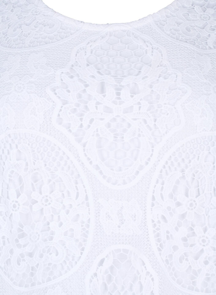 Short-sleeved lace party dress, Bright White, Packshot image number 2