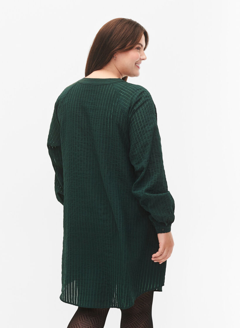 Long viscose shirt with striped pattern, Scarab, Model image number 1