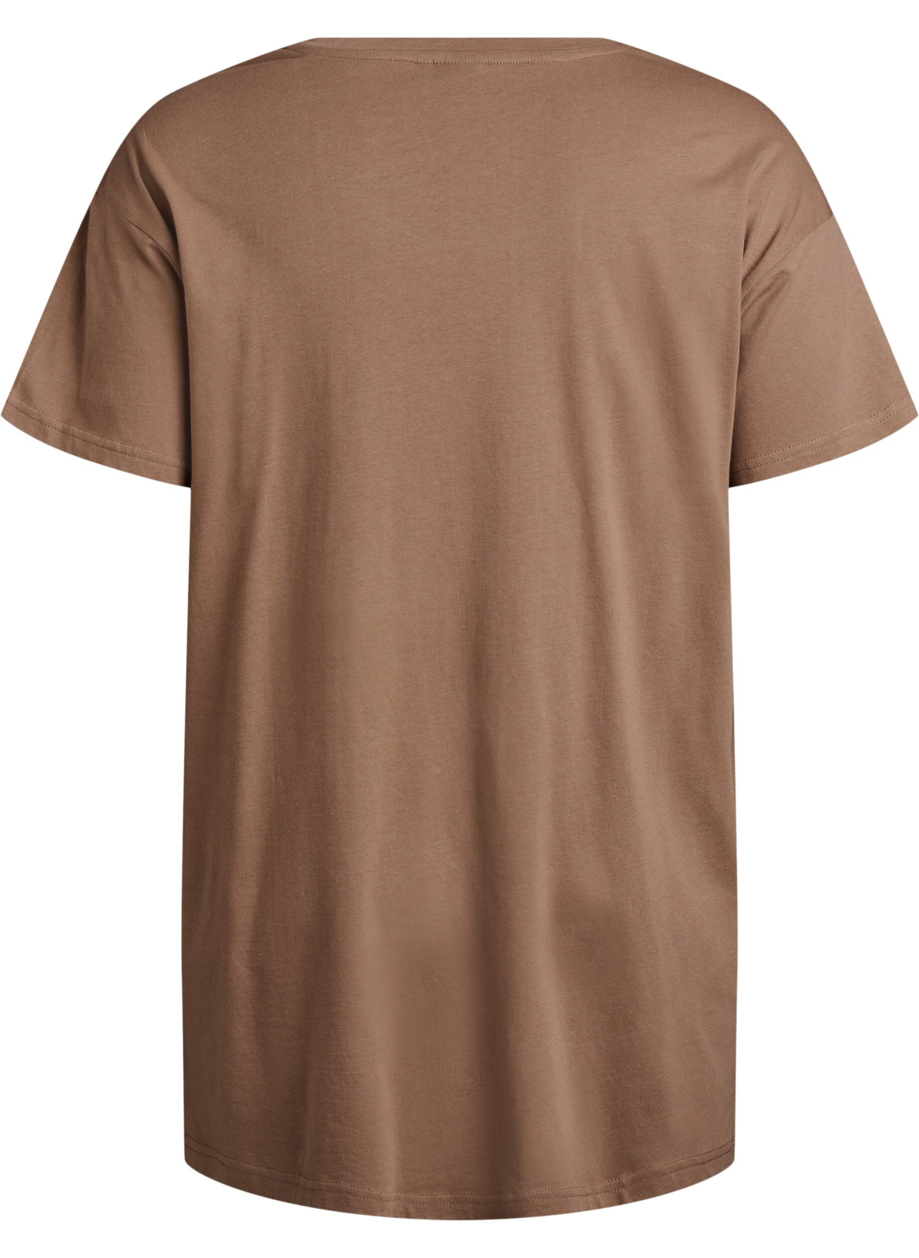 Zizzifashion Long night T-shirt in organic cotton with print, Beige, Packshot image number 1