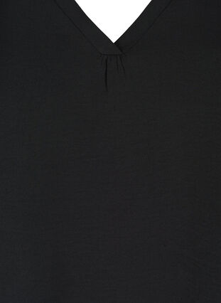 Blouse with transparent puff sleeves, Black, Packshot image number 2