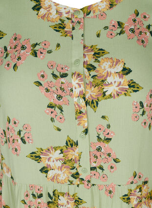 Short-sleeved viscose dress with A-line cut, Light Green April, Packshot image number 2